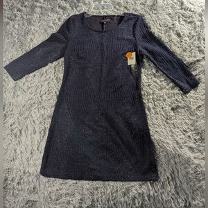 Trixxi Shimmering Midnight Blue Long Sleeve Dress